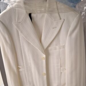 Kids White Pinstripe Suit Set